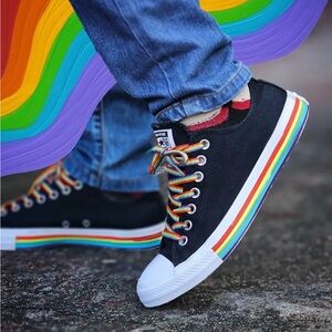 Converse Black Sneakers with Colorful Rainbow Details He doesn't have coldones